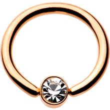 Load image into Gallery viewer, 16G 5/16 Clear Gem 3mm Disc Rose Gold IP BCR Captive Ring