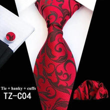 Load image into Gallery viewer, Wedding Bridegroom Floral Print Silk Necktie With Cufflinks Set Fashion High Quality Necktie Set For Men