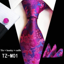 Load image into Gallery viewer, Wedding Bridegroom Floral Print Silk Necktie With Cufflinks Set Fashion High Quality Necktie Set For Men