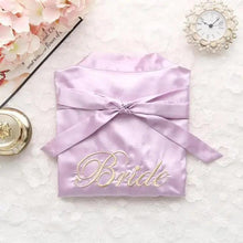 Load image into Gallery viewer, Wedding Satin Bride Robe Elegant Golden Bridesmaid Casual Short Women Nightwear Comfortable Sleepwear
