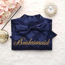 Load image into Gallery viewer, Wedding Satin Bride Robe Elegant Golden Bridesmaid Casual Short Women Nightwear Comfortable Sleepwear