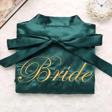 Load image into Gallery viewer, Wedding Satin Bride Robe Elegant Golden Bridesmaid Casual Short Women Nightwear Comfortable Sleepwear