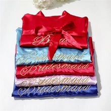 Load image into Gallery viewer, Wedding Satin Bride Robe Elegant Golden Bridesmaid Casual Short Women Nightwear Comfortable Sleepwear
