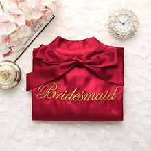 Load image into Gallery viewer, Wedding Satin Bride Robe Elegant Golden Bridesmaid Casual Short Women Nightwear Comfortable Sleepwear