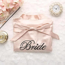 Load image into Gallery viewer, Wedding Satin Bride Robe Elegant Golden Bridesmaid Casual Short Women Nightwear Comfortable Sleepwear