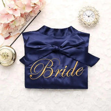Load image into Gallery viewer, Wedding Satin Bride Robe Elegant Golden Bridesmaid Casual Short Women Nightwear Comfortable Sleepwear