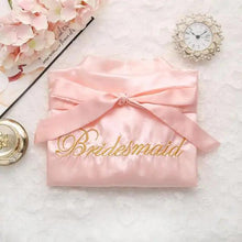 Load image into Gallery viewer, Wedding Satin Bride Robe Elegant Golden Bridesmaid Casual Short Women Nightwear Comfortable Sleepwear