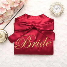Load image into Gallery viewer, Wedding Satin Bride Robe Elegant Golden Bridesmaid Casual Short Women Nightwear Comfortable Sleepwear