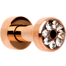 将图片加载到图库查看器,Clear CZ Gem Rose Gold PVD Bling Screw Fit Tunnel Plug Set 3mm to 16mm