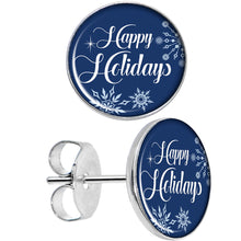 Load image into Gallery viewer, Happy Holidays Snowflake Stud Earrings