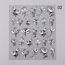 Load image into Gallery viewer, White Embossed Flower Lace 5D Sticker Decal Wedding Nail Art Designs Floral Flower Transfer Decal Geometry 3D Wave Design Decoration for Women Girls Tape Nail Art Stickers Decal Decoration Geometry Transfer Decals Nail Art Decorations Decoration Decal