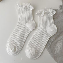 Load image into Gallery viewer, White Lace Socks Women Heart Bowknot Cotton Socks Femme Sweet Socks Ankle Socks Dress Socks For Women