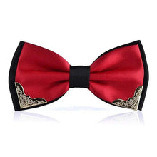 Load image into Gallery viewer, White Men Elegant Polyester Butterfly Bowtie Metal Corners Wedding Bowtie Party Bow Ties