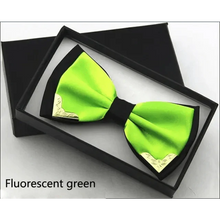 Load image into Gallery viewer, White Men Elegant Polyester Butterfly Bowtie Metal Corners Wedding Bowtie Party Bow Ties