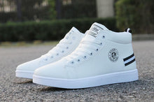 将图片加载到图库查看器,White Men Winter Plush Shoes Boys Comfort Sneakers Leather High Top Sneakers Trendy Style Casual Shoes Fashion Sneakers Breathable Comfort Walking Shoes For Mens