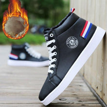 将图片加载到图库查看器,White Men Winter Plush Shoes Boys Comfort Sneakers Leather High Top Sneakers Trendy Style Casual Shoes Fashion Sneakers Breathable Comfort Walking Shoes For Mens