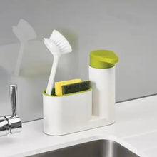 Load image into Gallery viewer, White Smart Kitchen Soap Dispenser Bathroom Accessories Liquid Soap Dispenser Simple Storage Box With Tank 3 IN 1 Cleaning Sponge Brush Holder Soap Pump Kitchen Gadgets