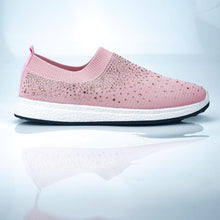 Load image into Gallery viewer, White Womens Crystal Sneakers Spring Autumn Casual Zipper Flat Shoes Non-slip Breathable Outdoor Espadrilles Breathable Mesh Simple Design Slip-On Shoes Women Mesh Casual Espadrilles