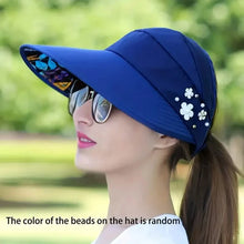 Load image into Gallery viewer, Wide Brim Sun Visor Foldable Picnic Hat Beach UV Protection Scallop Cap
