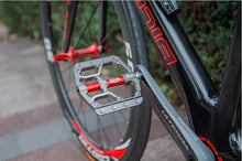 将图片加载到图库查看器,Wide Flat Mountain Road Cycling Bicycle Bike Pedal 3 Sealed Bearings 9/16 in Aluminum With Removable Antiskid Cleats Mountain Bike Pedal Platform Flat Bicycle Pedals Aluminum Alloy Non-Slip Metal Bike Pedals With 3 Bearings For Road