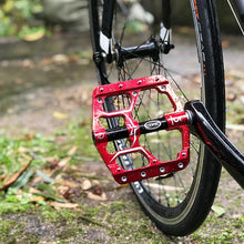 将图片加载到图库查看器,Wide Flat Mountain Road Cycling Bicycle Bike Pedal 3 Sealed Bearings 9/16 in Aluminum With Removable Antiskid Cleats Mountain Bike Pedal Platform Flat Bicycle Pedals Aluminum Alloy Non-Slip Metal Bike Pedals With 3 Bearings For Road