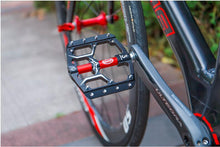 将图片加载到图库查看器,Wide Flat Mountain Road Cycling Bicycle Bike Pedal 3 Sealed Bearings 9/16 in Aluminum With Removable Antiskid Cleats Mountain Bike Pedal Platform Flat Bicycle Pedals Aluminum Alloy Non-Slip Metal Bike Pedals With 3 Bearings For Road