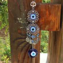 Load image into Gallery viewer, Wind Chimes Evil Eye Pendants Home Wall Hanging Decor Blessing Protection Gift Blue Evil Eye Wall Hanging Ornament With Round Eye Design Metal Home Decor Protection And Good Luck Charm Gift Blessing Protection Gift Dream Catcher Blue Rhinestone