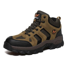 将图片加载到图库查看器,Winter Ankle Boots Mens Snow Warm Fur Leather Hiking Boots Outdoor Hunting Men's Work Warm Hiking Boots High Top Winter Outdoor Walking Lace Up Anti-Slip Breathable Ankle Booties For Mens