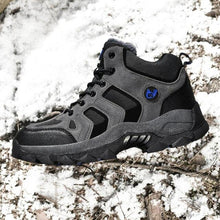 将图片加载到图库查看器,Winter Ankle Boots Mens Snow Warm Fur Leather Hiking Boots Outdoor Hunting Men's Work Warm Hiking Boots High Top Winter Outdoor Walking Lace Up Anti-Slip Breathable Ankle Booties For Mens