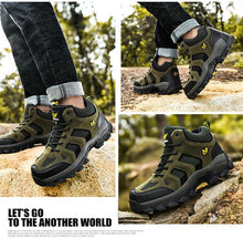 将图片加载到图库查看器,Winter Ankle Boots Mens Snow Warm Fur Leather Hiking Boots Outdoor Hunting Men's Work Warm Hiking Boots High Top Winter Outdoor Walking Lace Up Anti-Slip Breathable Ankle Booties For Mens