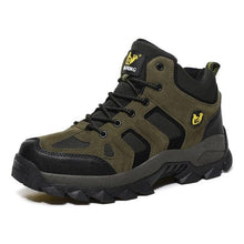 将图片加载到图库查看器,Winter Ankle Boots Mens Snow Warm Fur Leather Hiking Boots Outdoor Hunting Men's Work Warm Hiking Boots High Top Winter Outdoor Walking Lace Up Anti-Slip Breathable Ankle Booties For Mens