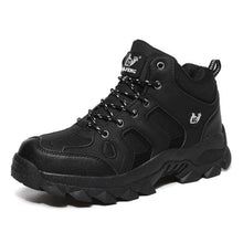 将图片加载到图库查看器,Winter Ankle Boots Mens Snow Warm Fur Leather Hiking Boots Outdoor Hunting Men's Work Warm Hiking Boots High Top Winter Outdoor Walking Lace Up Anti-Slip Breathable Ankle Booties For Mens