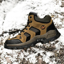 将图片加载到图库查看器,Winter Ankle Boots Mens Snow Warm Fur Leather Hiking Boots Outdoor Hunting Men's Work Warm Hiking Boots High Top Winter Outdoor Walking Lace Up Anti-Slip Breathable Ankle Booties For Mens