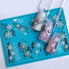 Load image into Gallery viewer, Winter Christmas Acrylic Engraved Nail Sticker Colorful Snow Design Decals Nail Water Slide Decals Nail Art Stickers Decals Christmas Snowflake Bronzing Christmas Slider Nail Art 3D Decals Decoration Decals Snowflakes Elk Bear Christmas Xmas Stickers