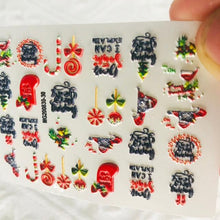 Load image into Gallery viewer, Winter Christmas Acrylic Engraved Nail Sticker Colorful Snow Design Decals Nail Water Slide Decals Nail Art Stickers Decals Christmas Snowflake Bronzing Christmas Slider Nail Art 3D Decals Decoration Decals Snowflakes Elk Bear Christmas Xmas Stickers