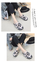 将图片加载到图库查看器,Winter Cotton Slippers Women Leopard Shoes Fashion Fur Slides For Home Comfort Warm Womens Slippers Non-slip Fuzzy House Memory Foam Slippers Furry Fur Lined Bedroom Slippers