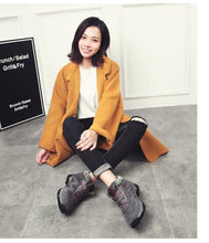 将图片加载到图库查看器,Winter Elegant Unisex Boots With Fur Warm Leather Snow Boots Winter Work Casual Shoes High Top Rubber Ankle Boots Leather Platform Fashion Luxury Boots Non-Slip Hiking Boots