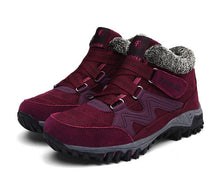 将图片加载到图库查看器,Winter Elegant Unisex Boots With Fur Warm Leather Snow Boots Winter Work Casual Shoes High Top Rubber Ankle Boots Leather Platform Fashion Luxury Boots Non-Slip Hiking Boots