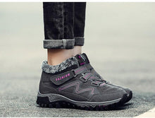 将图片加载到图库查看器,Winter Elegant Unisex Boots With Fur Warm Leather Snow Boots Winter Work Casual Shoes High Top Rubber Ankle Boots Leather Platform Fashion Luxury Boots Non-Slip Hiking Boots