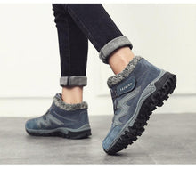 将图片加载到图库查看器,Winter Elegant Unisex Boots With Fur Warm Leather Snow Boots Winter Work Casual Shoes High Top Rubber Ankle Boots Leather Platform Fashion Luxury Boots Non-Slip Hiking Boots