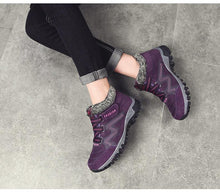 将图片加载到图库查看器,Winter Elegant Unisex Boots With Fur Warm Leather Snow Boots Winter Work Casual Shoes High Top Rubber Ankle Boots Leather Platform Fashion Luxury Boots Non-Slip Hiking Boots