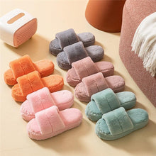 Load image into Gallery viewer, Winter Home Slippers Women Plush Fluffy Flip Flops Warm Shoes Soft Thick Soled Indoor Bedroom Fur Slides Women's Fuzzy Open Toe House Slippers Fancy Plush Slippers