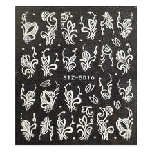 Load image into Gallery viewer, Winter Knit Sweater Cloth Pattern 5D Nails Decal Engraved Embossed Nail Art Adhesive Decals For new year Valentines Gift Palm Leaf Nail Self-Adhesive Decals Nail Stickers Water Transfer Fresh Nail Decals for Nail Art Butterfly Palm