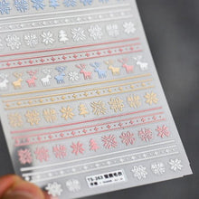Load image into Gallery viewer, Winter Knit Sweater Cloth Pattern 5D Nails Decal Engraved Embossed Nail Art Adhesive Decals For new year Valentines Gift Palm Leaf Nail Self-Adhesive Decals Nail Stickers Water Transfer Fresh Nail Decals for Nail Art Butterfly Palm