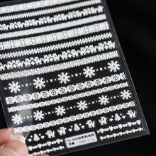 Load image into Gallery viewer, Winter Knit Sweater Cloth Pattern 5D Nails Decal Engraved Embossed Nail Art Adhesive Decals For new year Valentines Gift Palm Leaf Nail Self-Adhesive Decals Nail Stickers Water Transfer Fresh Nail Decals for Nail Art Butterfly Palm