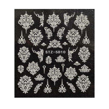 Load image into Gallery viewer, Winter Knit Sweater Cloth Pattern 5D Nails Decal Engraved Embossed Nail Art Adhesive Decals For new year Valentines Gift Palm Leaf Nail Self-Adhesive Decals Nail Stickers Water Transfer Fresh Nail Decals for Nail Art Butterfly Palm