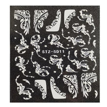 Load image into Gallery viewer, Winter Knit Sweater Cloth Pattern 5D Nails Decal Engraved Embossed Nail Art Adhesive Decals For new year Valentines Gift Palm Leaf Nail Self-Adhesive Decals Nail Stickers Water Transfer Fresh Nail Decals for Nail Art Butterfly Palm