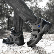 将图片加载到图库查看器,Winter Leather Mens Boots Fur Super Warm Snow Boots Men Winter Work Casual Shoes High Top Rubber Boots Winter Warm Outdoor Walking Lace Up Anti-Slip Breathable Ankle Booties