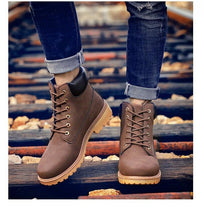 将图片加载到图库查看器,Winter Luxury Shoes Mens Flat Heel Boots Fashion Warm Ankle Boots Outdoor Warm Non Slip Fur Lined Ankle Boots Leather Winter Walking Shoes For Mens