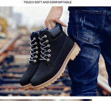 将图片加载到图库查看器,Winter Luxury Shoes Mens Flat Heel Boots Fashion Warm Ankle Boots Outdoor Warm Non Slip Fur Lined Ankle Boots Leather Winter Walking Shoes For Mens